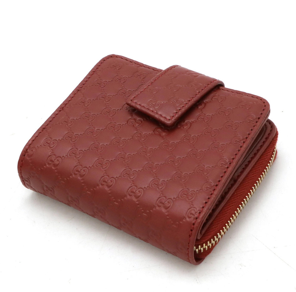 Gucci Wallet Bi ssima Round fold Leather Zipper Compact Red